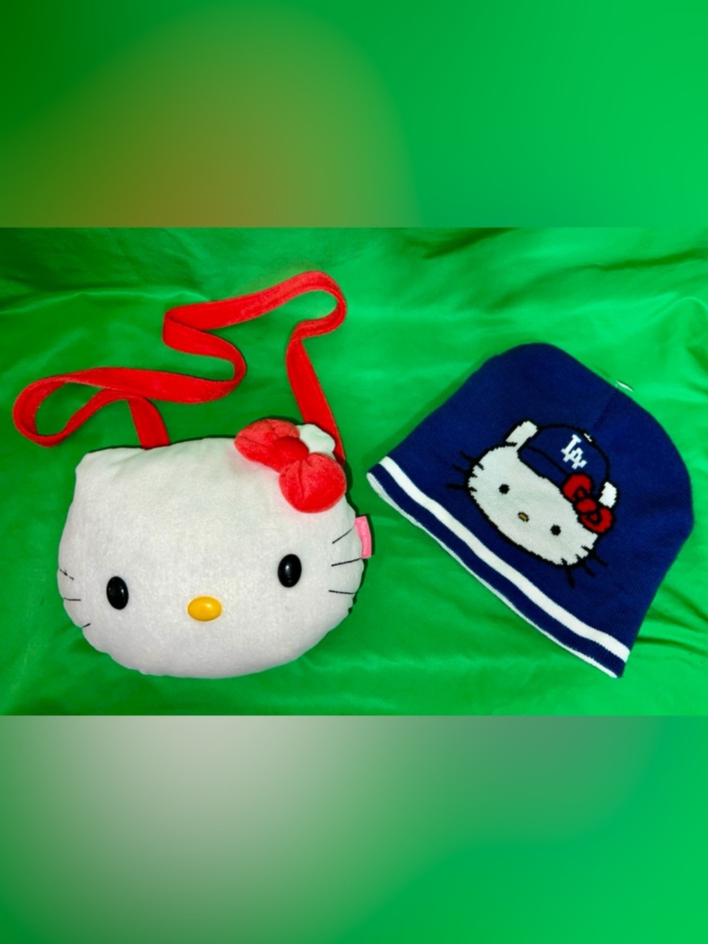 HELLO KITTY Dodgers Beanie 2020 + Sanrio Crossbody Bag 2006 Lot 👀🔥Unused✨RARE!